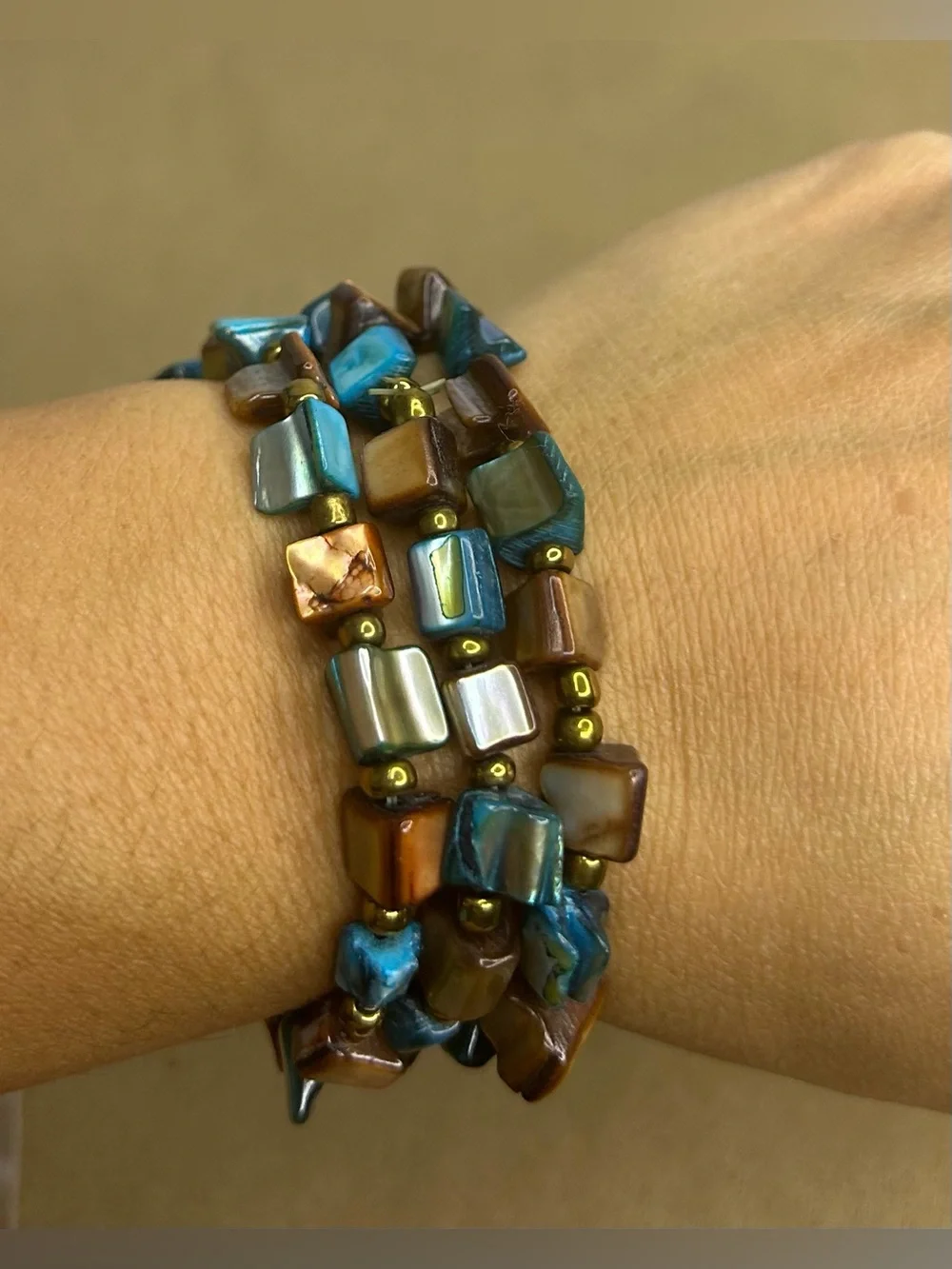 5 for $25🔥Set of 3 Multi-Color Cube Beaded Elastic Bracelets